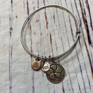 Alex and Ani Friend Floral Silver Bangle Bracelet